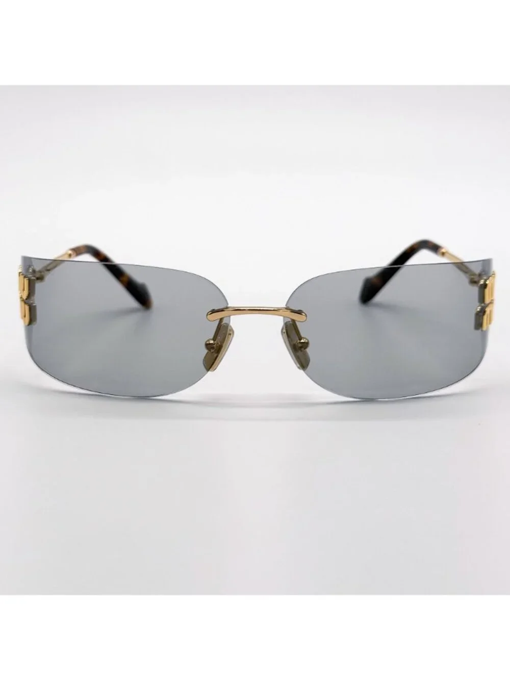 New Miu Miu MU A51S Silver Gray Shield Sunglasses MUA51S 5AK50K